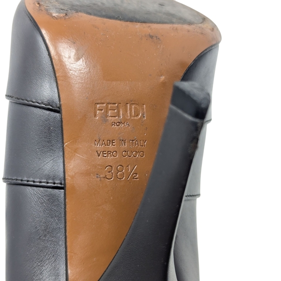 Fendi Rockoko FF Logo Signature Monogram Brown Leather Zucca Boots Size EU 38.5 - Picture 11 of 15